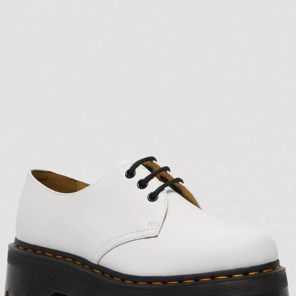 Dr. Martens 1461 Platforms Quad Platform Shoe Oxford White Smooth Leather NWT